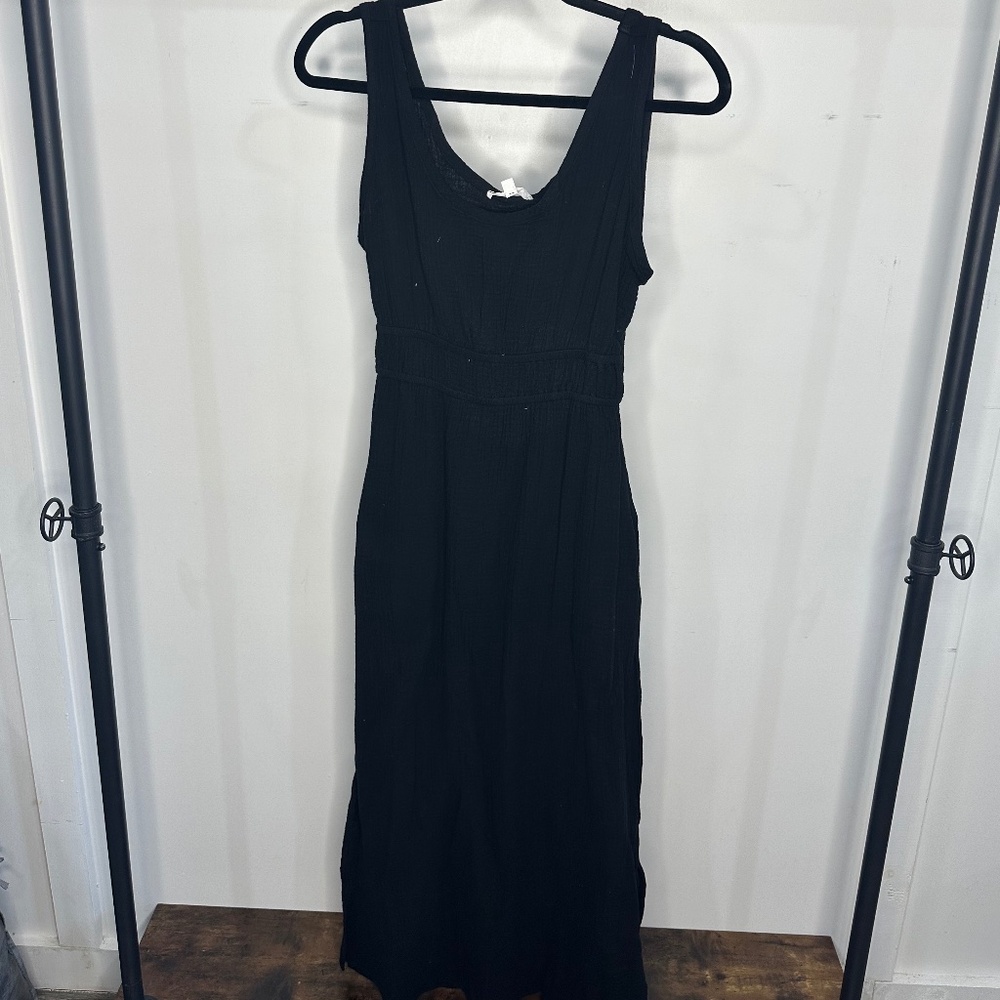 Classic Black Maxi Dress - Scoop Neck, Sleeveless